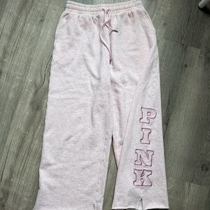 PINK Victoria's Secret Light Pink Wide Leg Sweatpants with Embroidered Logo